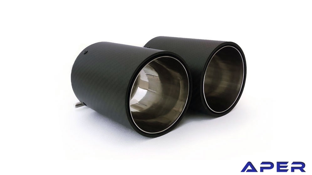 Exhaust Tips Black Carbon Fiber 3.5in 93mm 89 | # APER AUTOSTYLE